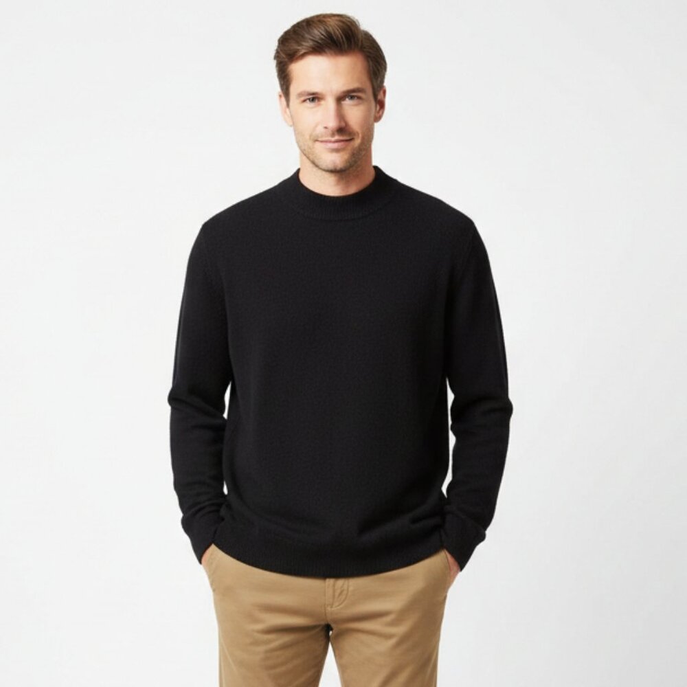 Tulliano 100% Cashmere Black Mock Turtleneck Long Sleeve Sweater XXL